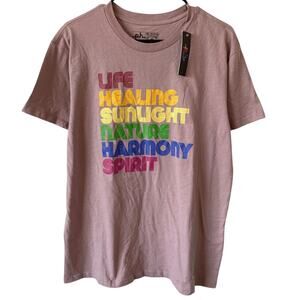 NEW THE PHLUID PROJECT Graphic Boho T Shirt Purple M Short Sleeve Basic Casual